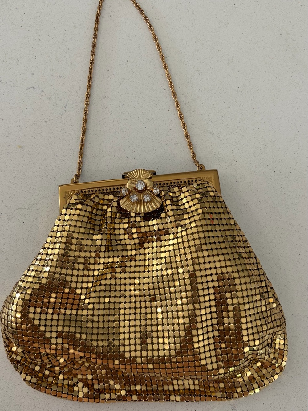 Vtg Duramesh Gold Sequined Evening Clutch Handbag